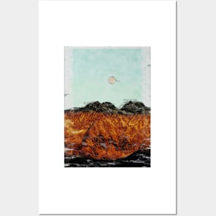 Moon Over Mountain Range. For Moon Lovers. Bright Moon Collection Posters and Art